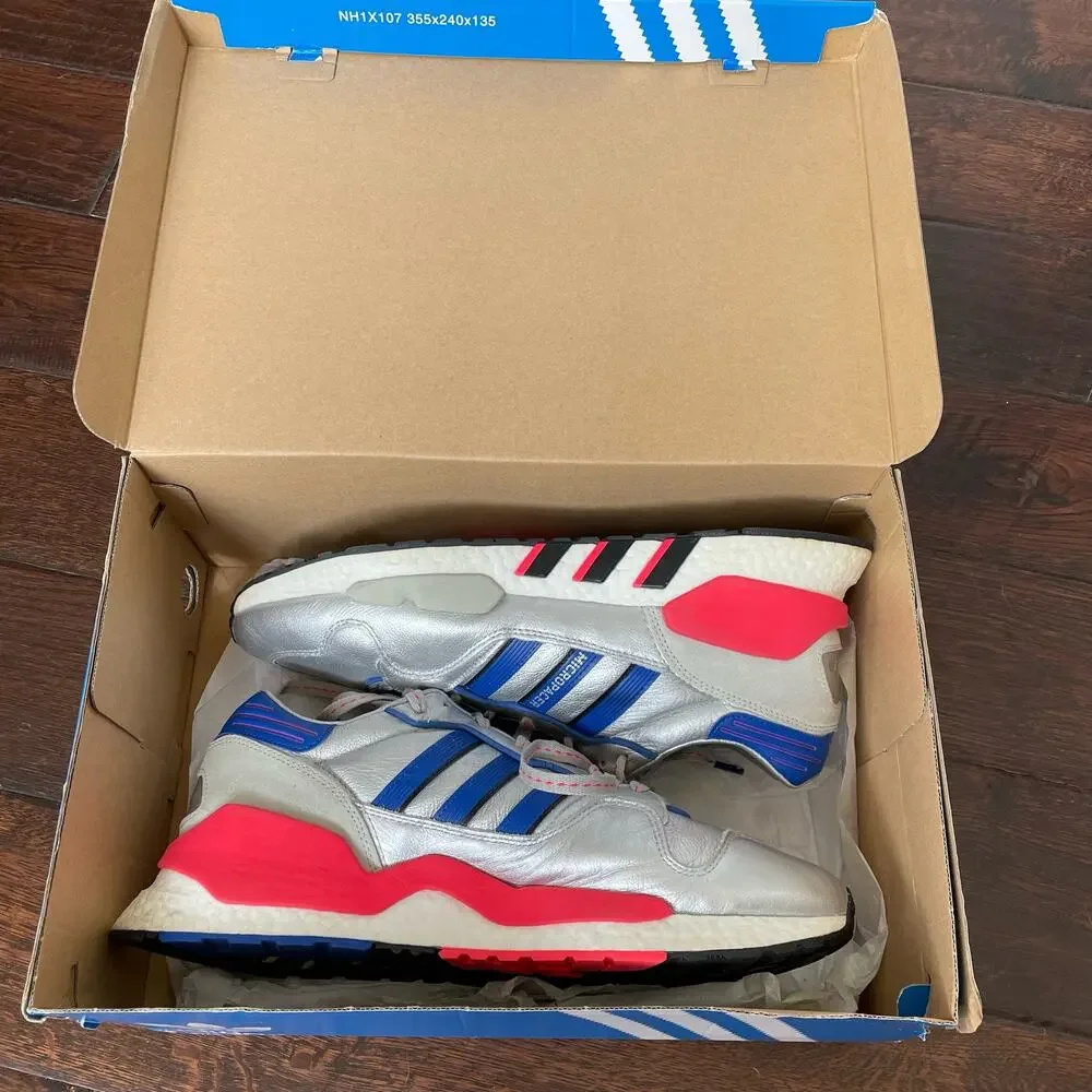 Adidas ZX 930 EQT Sneakers Shoes Metallic Silver Red Blue Run w/ Box Men 12 READ